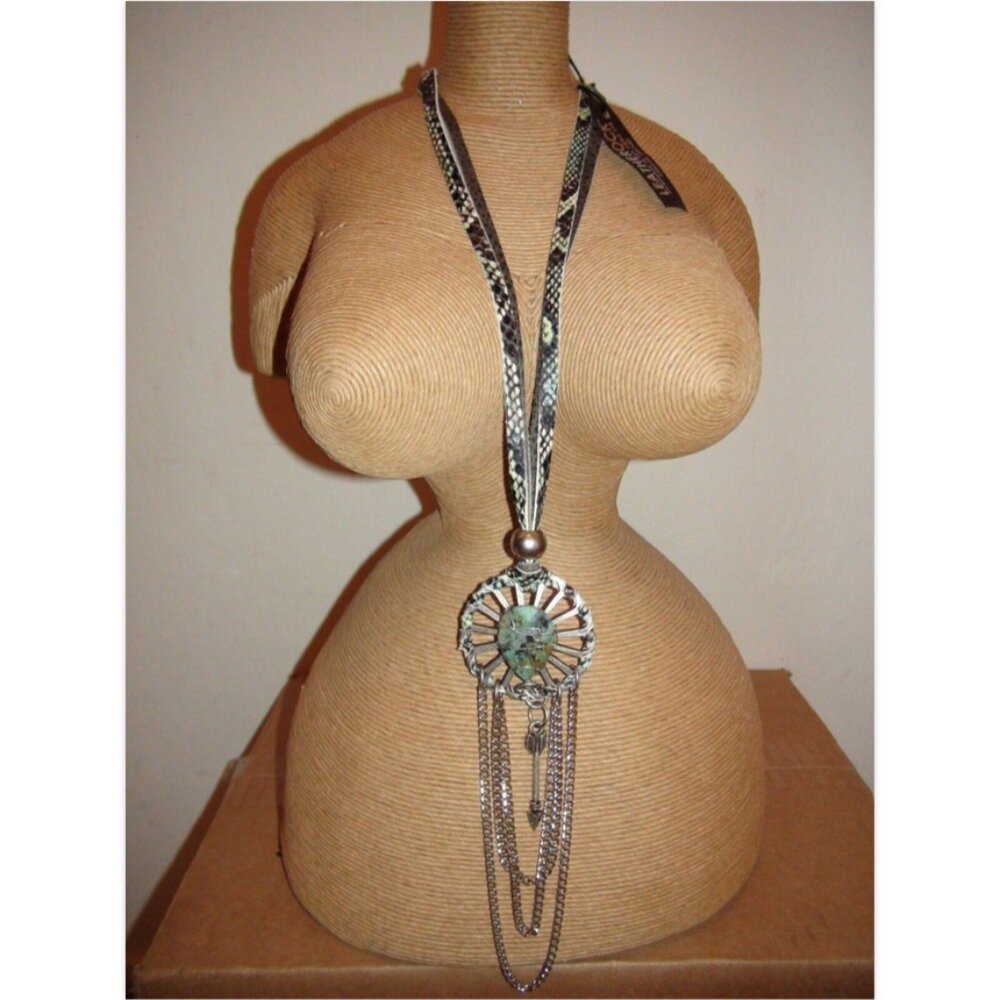 Leatherock Leather Lariat Necklace with Turquoise